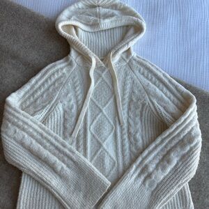 Abercrombie & Fitch Textured Knit Hooded Sweater - Ivory